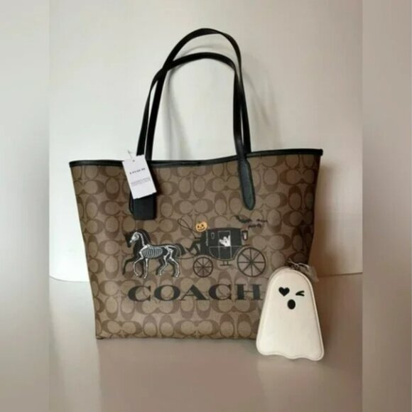 Coach Halloween tote and pumpkin driver coach wagon new - Picture 7 of 11